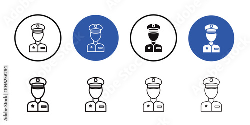 Police icon Black line art vector logo set