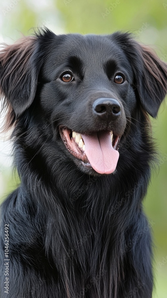 Black Dog Portrait with Happy Expression and Tongue Out Black Dog Portrait with Happy Expression and Tongue Out