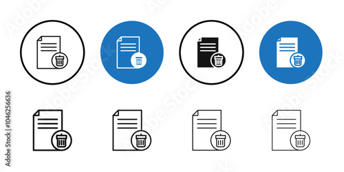 Remove file icon Black line art vector logo set