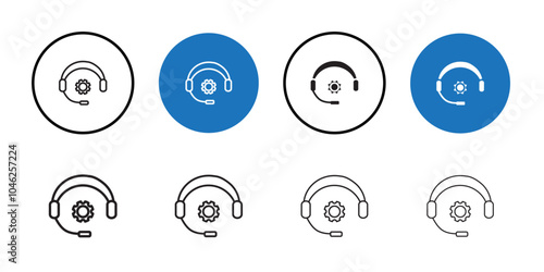 Technical support icon Black line art vector logo set