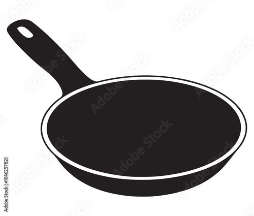 Pan silhouette icon. Frying pan silhouette vector illustration