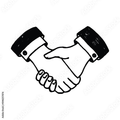 pencil style handshake icon illustration