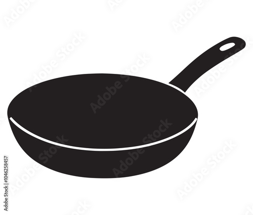 Pan silhouette icon. Frying pan silhouette vector illustration