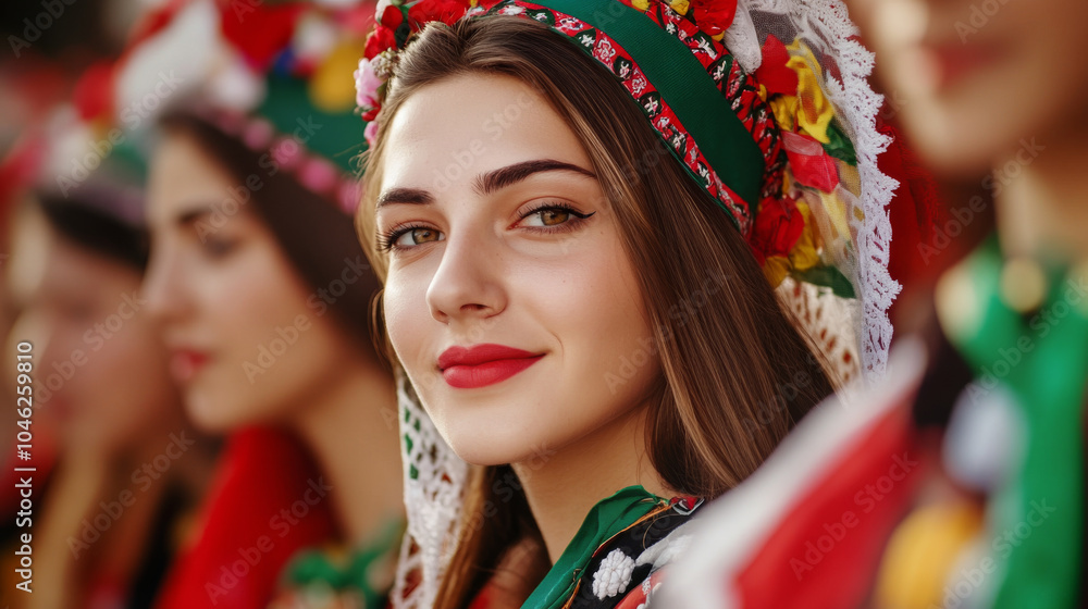 A Bulgarian festival where men and women wear their national dress, parading through the streets with pride A Bulgarian festival where men and women wear their national dress, parading through the streets with pride