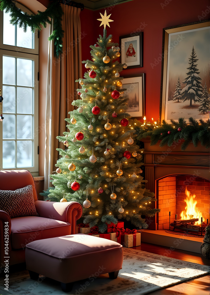 christmas tree with fireplace christmas tree with fireplace