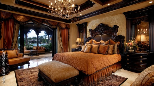 Elegant Bedroom with Luxurious Decor and Lighting