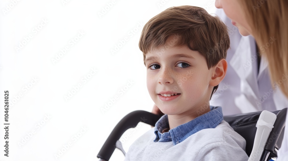 A child with special needs receiving tailored medical and educational support, highlighting the importance of personalized care for young patients, isolated on a clean white background. A child with special needs receiving tailored medical and educational support, highlighting the importance of personalized care for young patients, isolated on a clean white background.