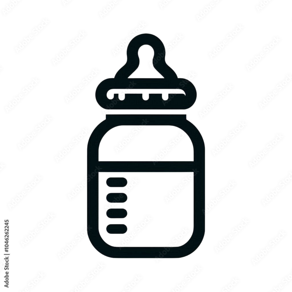 Black and White Baby Bottle Icon Black and White Baby Bottle Icon