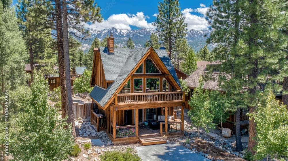 Charming Wooden Cabin Surrounded by Pine Trees Charming Wooden Cabin Surrounded by Pine Trees