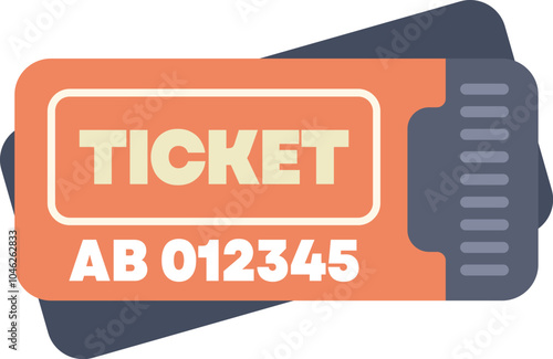 Two orange movie or raffle tickets are laying on top of each other with a slight shadow underneath