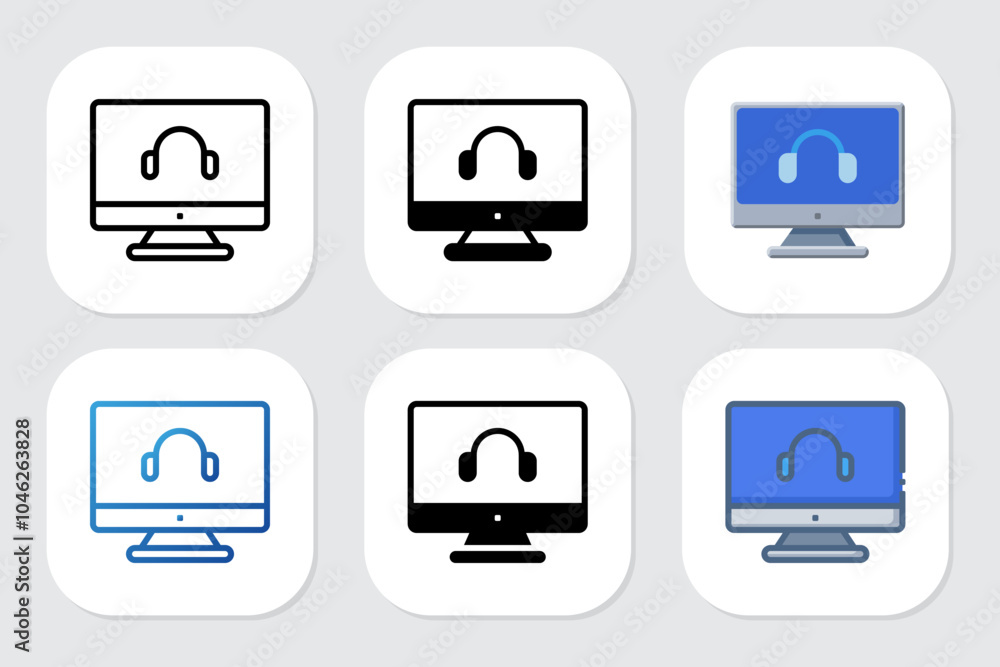 headphones icons with various design styles headphones icons with various design styles