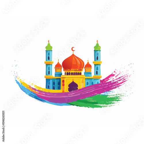 Ramadan Mubarak Mosque Design for vector