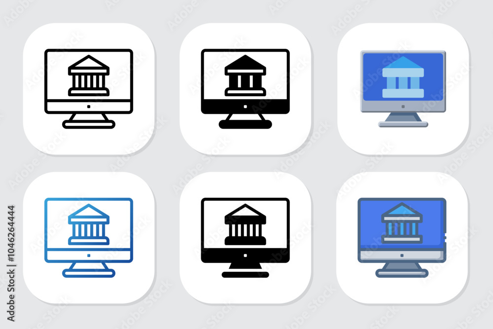 banks icons with various design styles