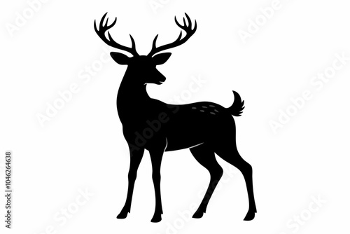 Deer silhouette, black deer icon vector, reindeer silhouette vector illustration