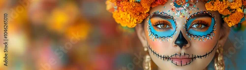Obraz Young girl in makeup for Día de los Muertos. The concept of the holiday tradition on Día de los Muertos.