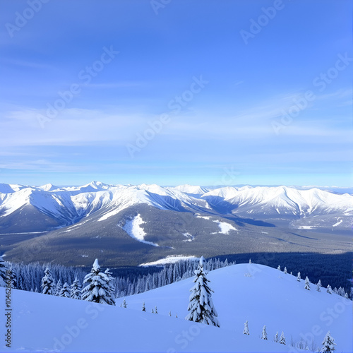 Snow covered Canadian Nature Landscape Background. Black Tusk. Winter Season in Whistler, British Columbia, Canada. From Blackcomb Mountain. photo