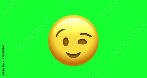 Winking Face with Big Eyes Emoji, 4K, Alpha Channel, Loop Animation