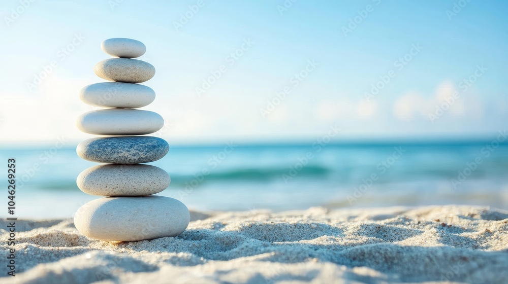 Fototapeta premium Balance stones on the beach.