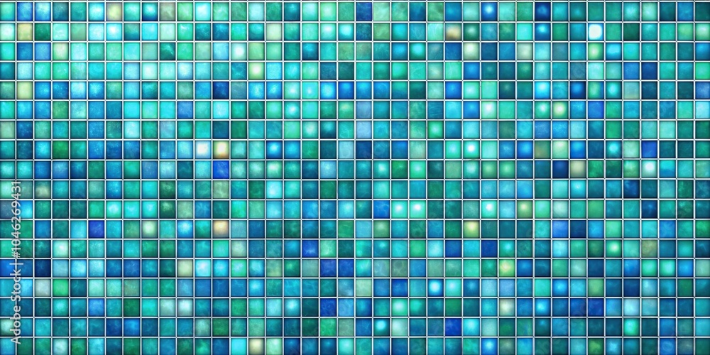 Geometric mosaic tiles with iridescent sheen in shades of blue and green, opulent design, geometric patterns, colorful accents Geometric mosaic tiles with iridescent sheen in shades of blue and green, opulent design, geometric patterns, colorful accents