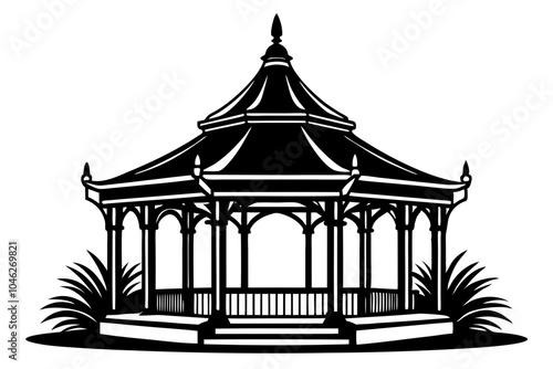  pavilion  silhouette vector, white background