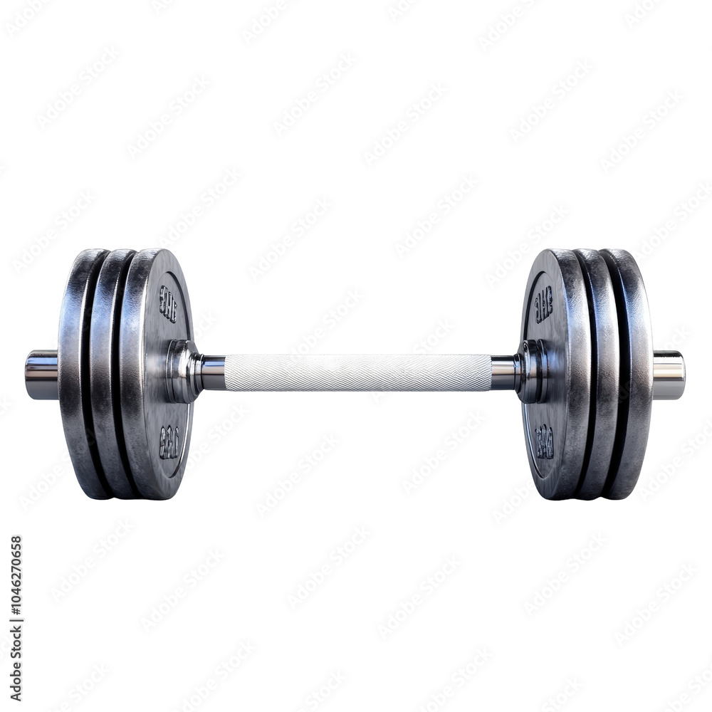 Naklejka premium Isolated 3D Barbell with Weights on Both Sides