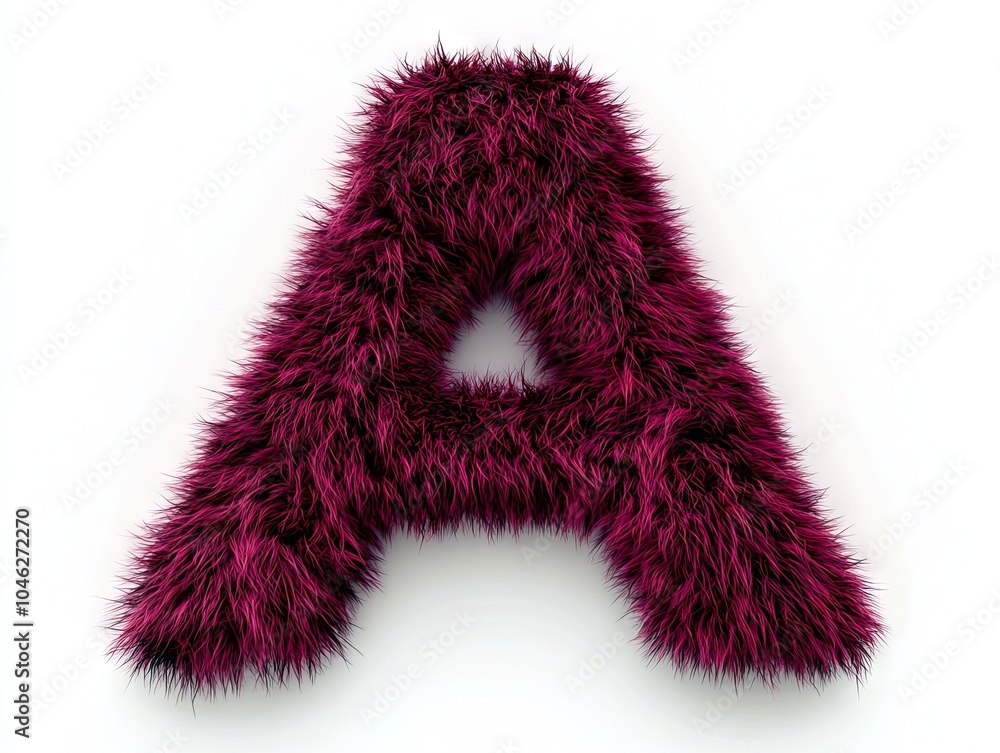 A pink furry letter A on a white background A pink furry letter A on a white background