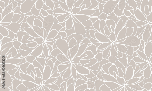 Floral Seamless Pattern with Simple Flowers for Organic and Healthy Food Packaging, Textile, Fabric, Natural Eco Cosmetics, Vegan Product. Vector EPS 10