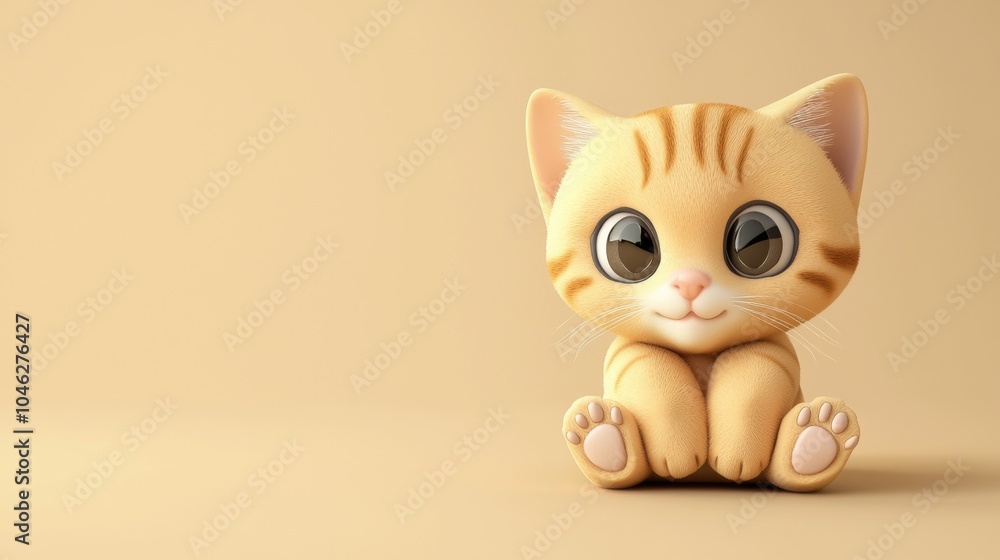 Fototapeta premium Moe Moment: 3D Kitten in a Pure Wonderland