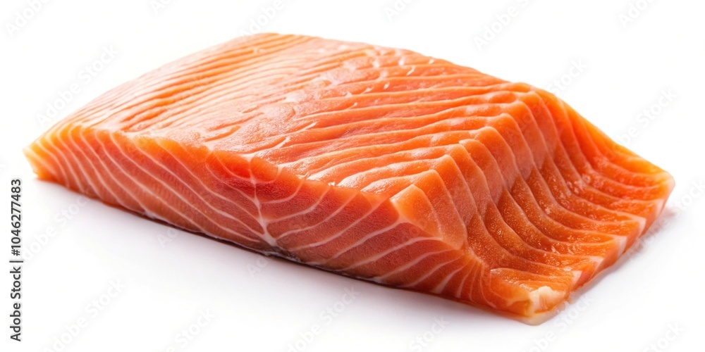 Photo of a salmon fillet isolated on white background with shallow depth of field Photo of a salmon fillet isolated on white background with shallow depth of field