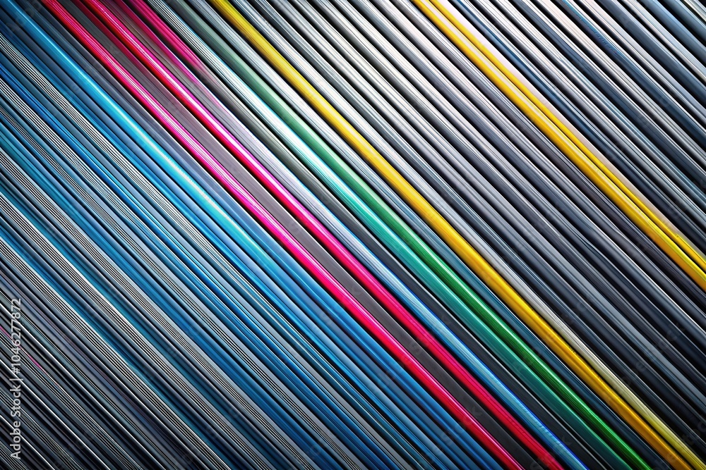Fototapeta premium Dynamic abstract background showcasing gray diagonal lines on a dark palette, ideal for modern tech projects, providing a sleek and innovative visual appeal.