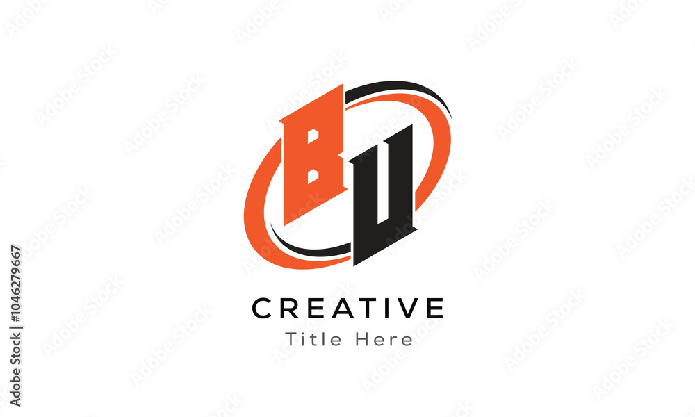 Fototapeta premium BU creative letter logo with circle area. Initial letter BU linked circle uppercase monogram logo. BU initial letter logo vector design.