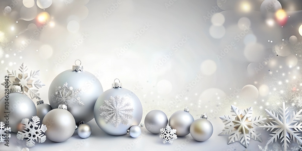 silver christmas balls on snow silver christmas balls on snow