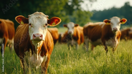 Cows Grazing in a Lush Meadow