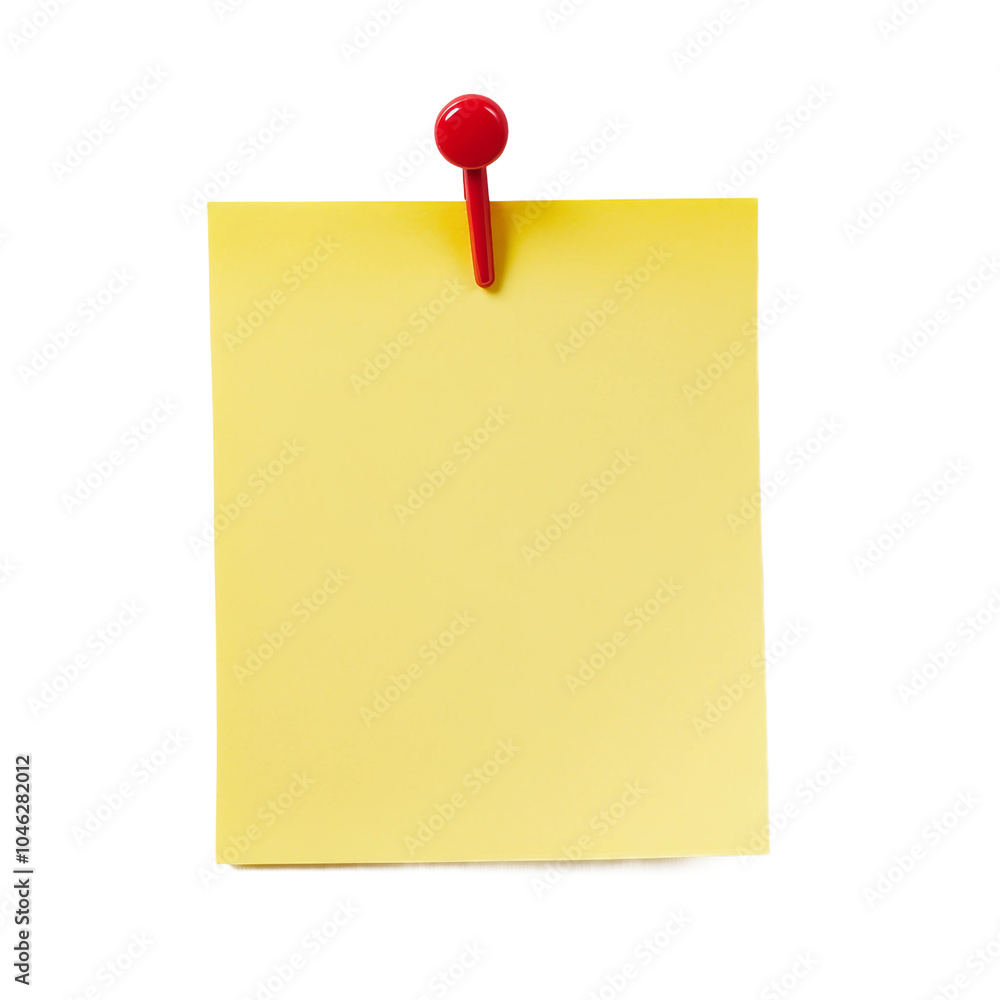 A vibrant yellow sticky note with a red pin ideal for reminders and notes A vibrant yellow sticky note with a red pin ideal for reminders and notes