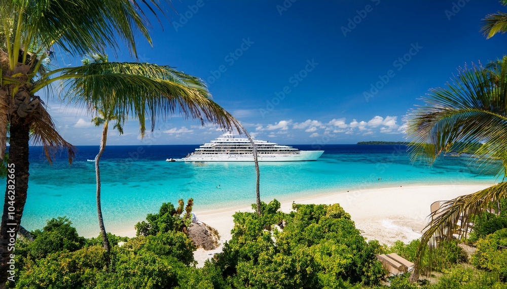 Naklejka premium Cruise ships are equipped with luxurious amenities. 