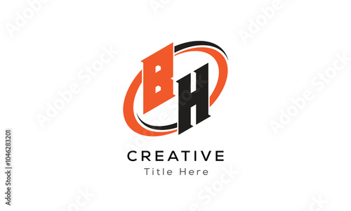 BH creative letter logo with circle area. Initial letter BH linked circle uppercase monogram logo. BH initial letter logo vector design.