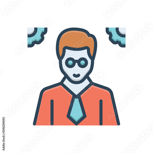 Color illustration icon for manager
