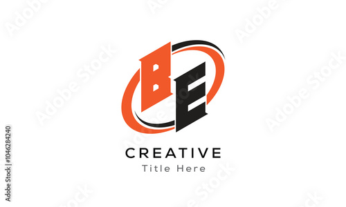 BE creative letter logo with circle area. Initial letter BE linked circle uppercase monogram logo. BE initial letter logo vector design.