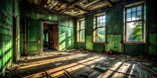 Rusted green wood planks on walls and floors tell an urban story.