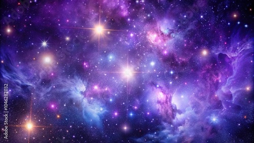 Starry violet colored space background with textured cosmo elements photo