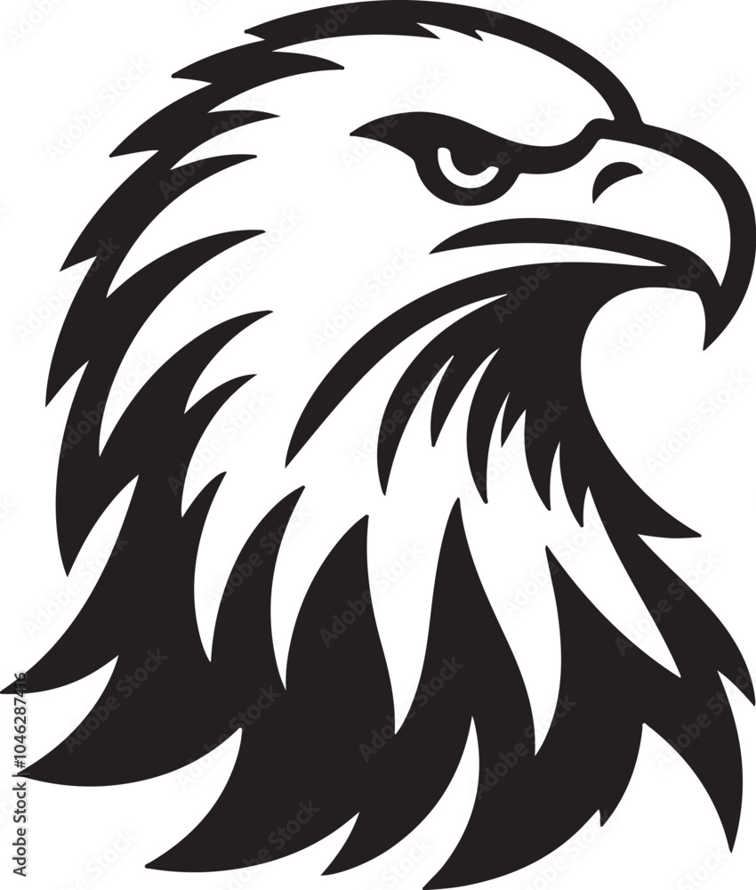 Obraz premium Sharp and Clean Eagle Head Silhouette Vector Illustration for Digital Art
