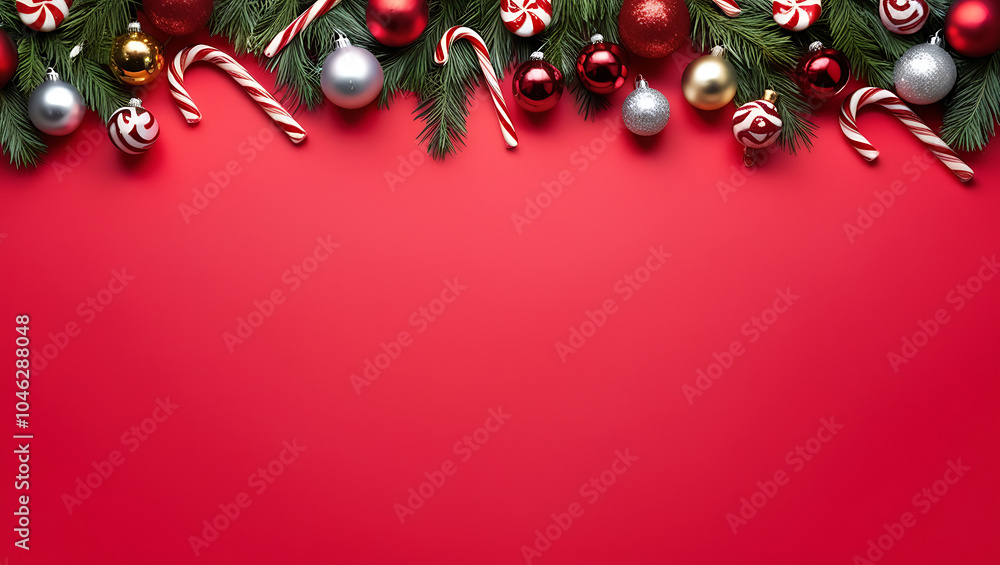 Christmas background with red balls, red christmas background copy space, red decoration xmas background Christmas background with red balls, red christmas background copy space, red decoration xmas background