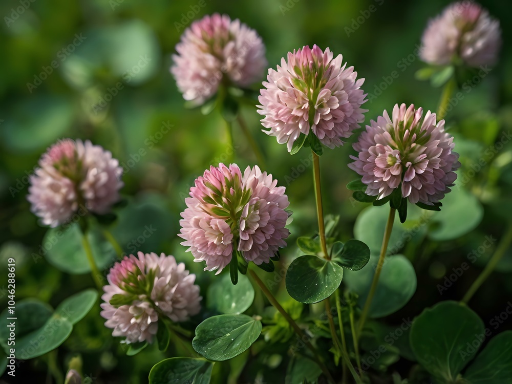 Close-up photo of clover flowers taken in the garden next to the house Close-up photo of clover flowers taken in the garden next to the house