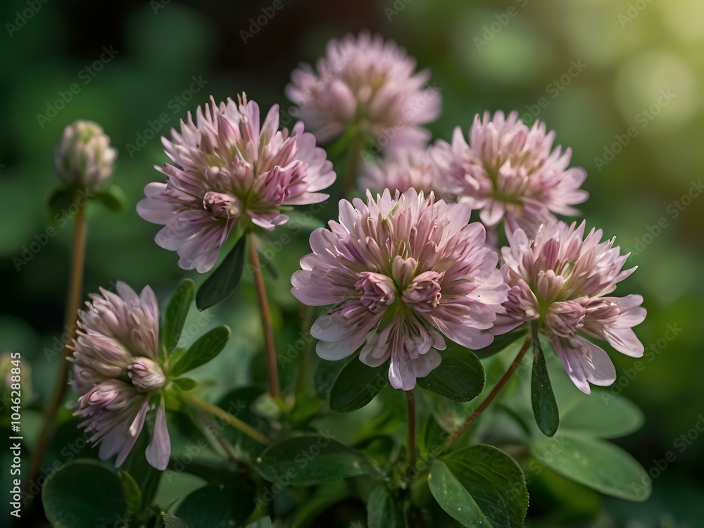 Obraz premium Close-up photo of clover flowers taken in the garden next to the house
