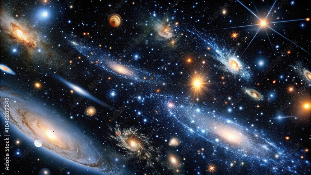 Vast expanse of stars and galaxies against a deep black background, astral body, cosmic scene, cosmos, dark blue Vast expanse of stars and galaxies against a deep black background, astral body, cosmic scene, cosmos, dark blue