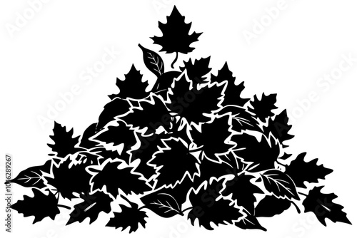 a fall leaf pile element silhouette vector illustration