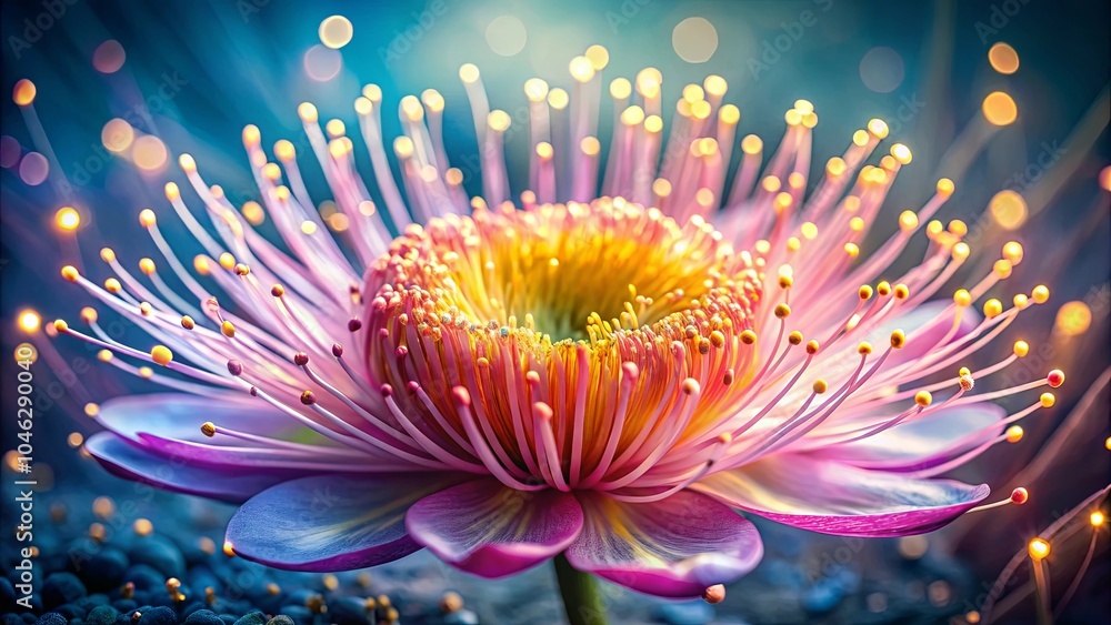 Obraz premium A Delicate Bloom Bathed in Golden Light, Its Petals Unfurling in a Symphony of Color
