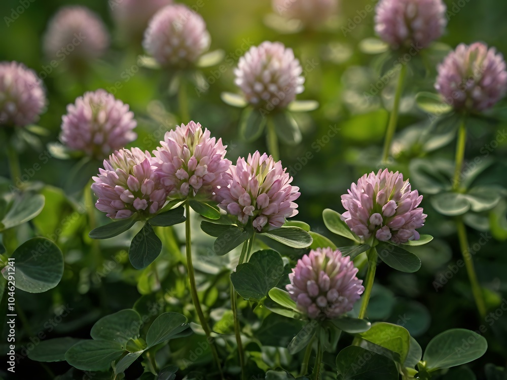 Close-up photo of clover flowers taken in the garden next to the house Close-up photo of clover flowers taken in the garden next to the house