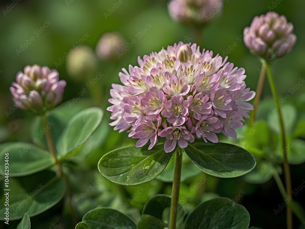 Close-up photo of clover flowers taken in the garden next to the house Close-up photo of clover flowers taken in the garden next to the house