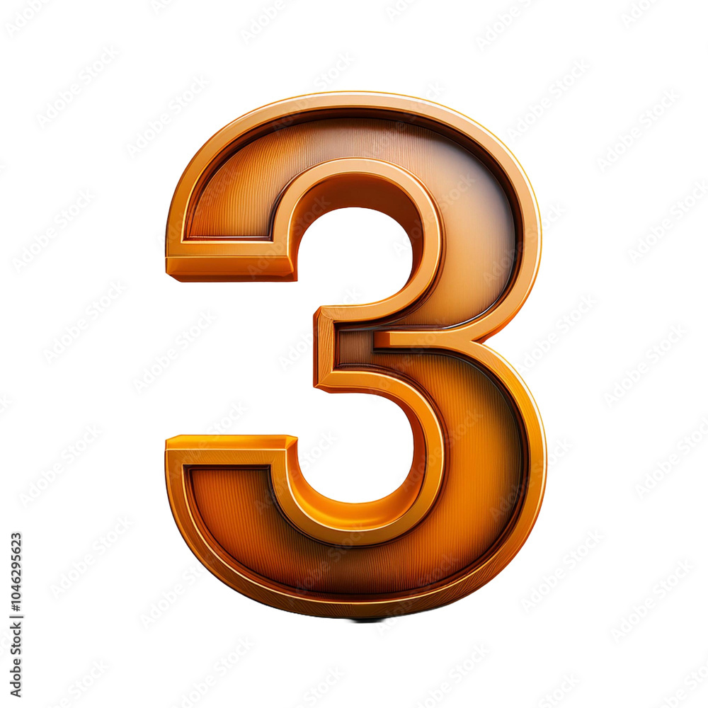 3D Number 3 Icon isolated on white background 3D Number 3 Icon isolated on white background